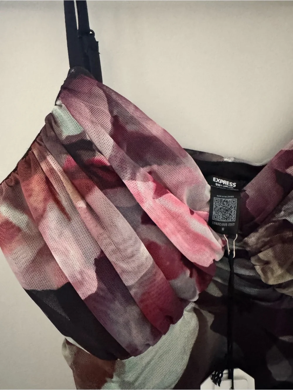 NWT - Express Floral Sheer Ruched Bodysuit